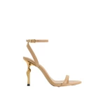 JW PEI Alivia Gold Metal Heel Sandals in Khaki JW PEI Alivia Gold Metal Heel Sandals in Khaki | Sandals | Coveti