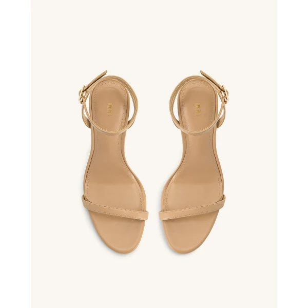JW PEI Alivia Gold Metal Heel Sandals in Khaki | Sandals | Coveti