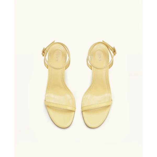 JW PEI Alivia Gold Metal Heel Sandals in Pale Yellow | Sandals | Coveti