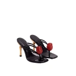 JW PEI Amara 3D Tulip Heeled Sandals in Black | Sandals | Coveti