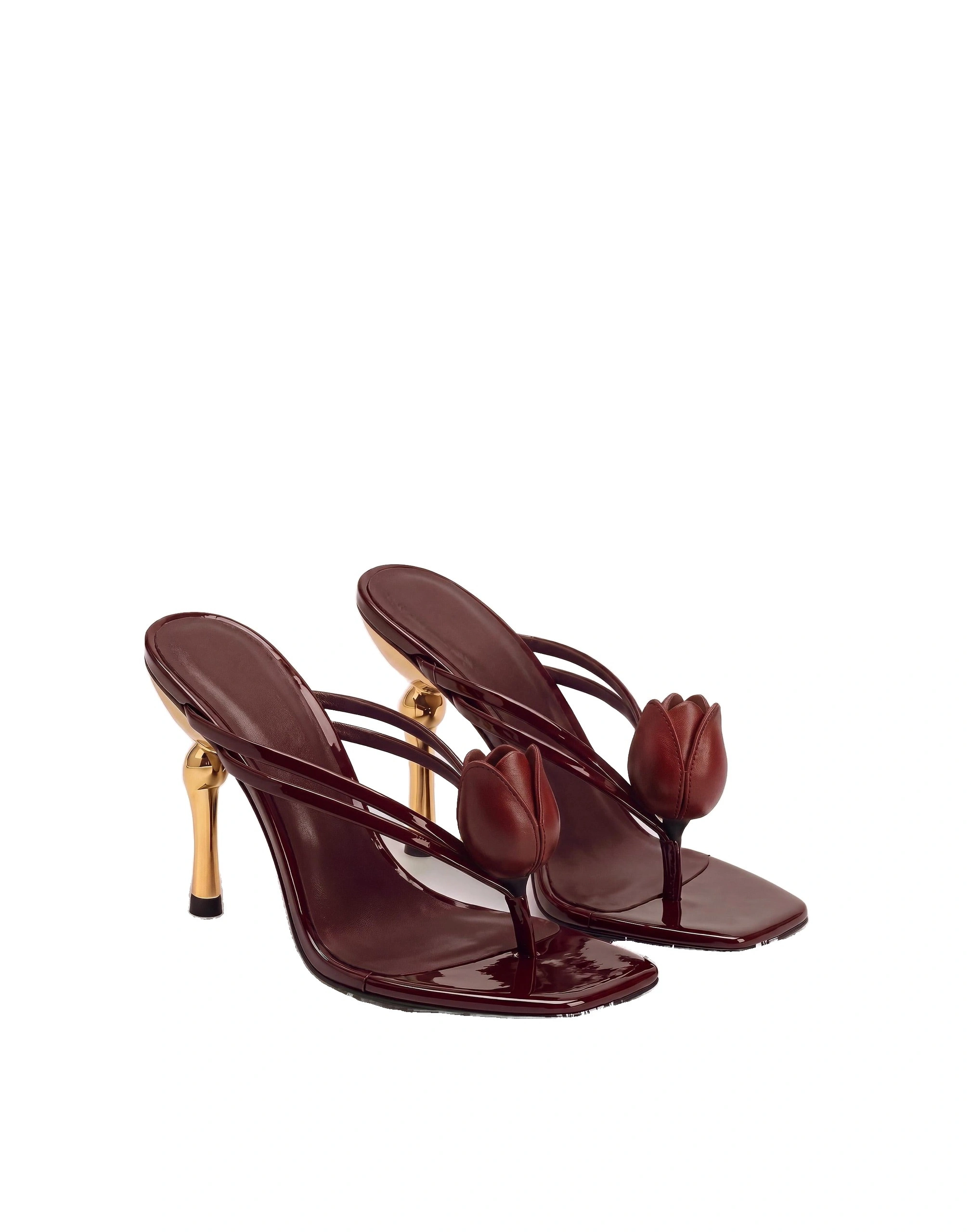 JW PEI Amara 3D Tulip Heeled Sandals in Burgundy JW PEI Amara 3D Tulip Heeled Sandals in Burgundy | Sandals | Coveti