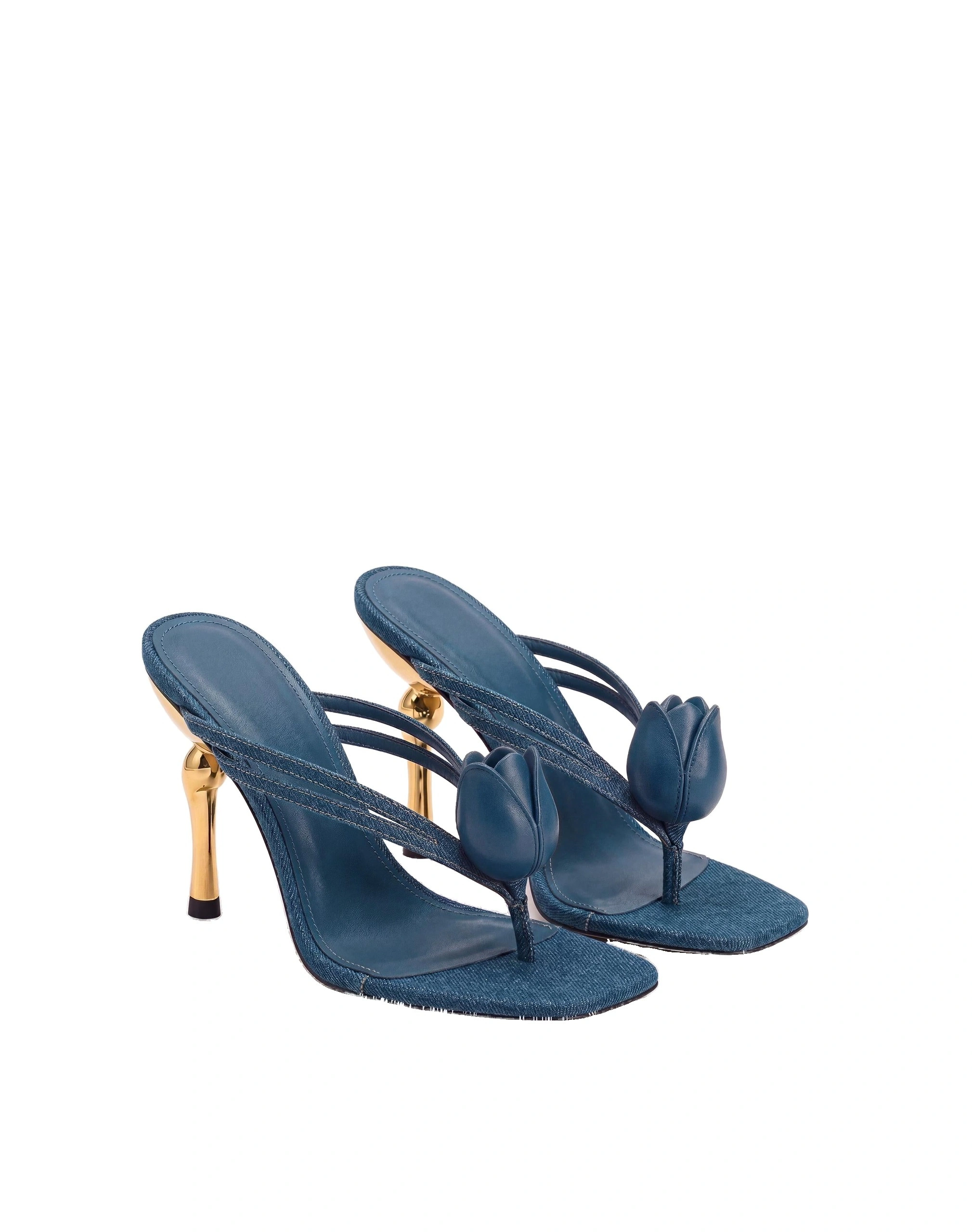 JW PEI Amara 3D Tulip Heeled Sandals in Denim Blue JW PEI Amara 3D Tulip Heeled Sandals in Denim Blue | Sandals | Coveti