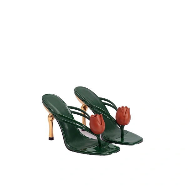JW PEI Amara 3D Tulip Heeled Sandals in Emerald Green | Sandals | Coveti