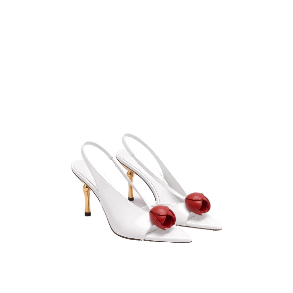 JW PEI Amara 3D Tulip Slingback Heels in White | Heels | Coveti