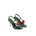 JW PEI Amara 3D Tulip Toe-Post Heels in Emerald Green | Heels | Coveti