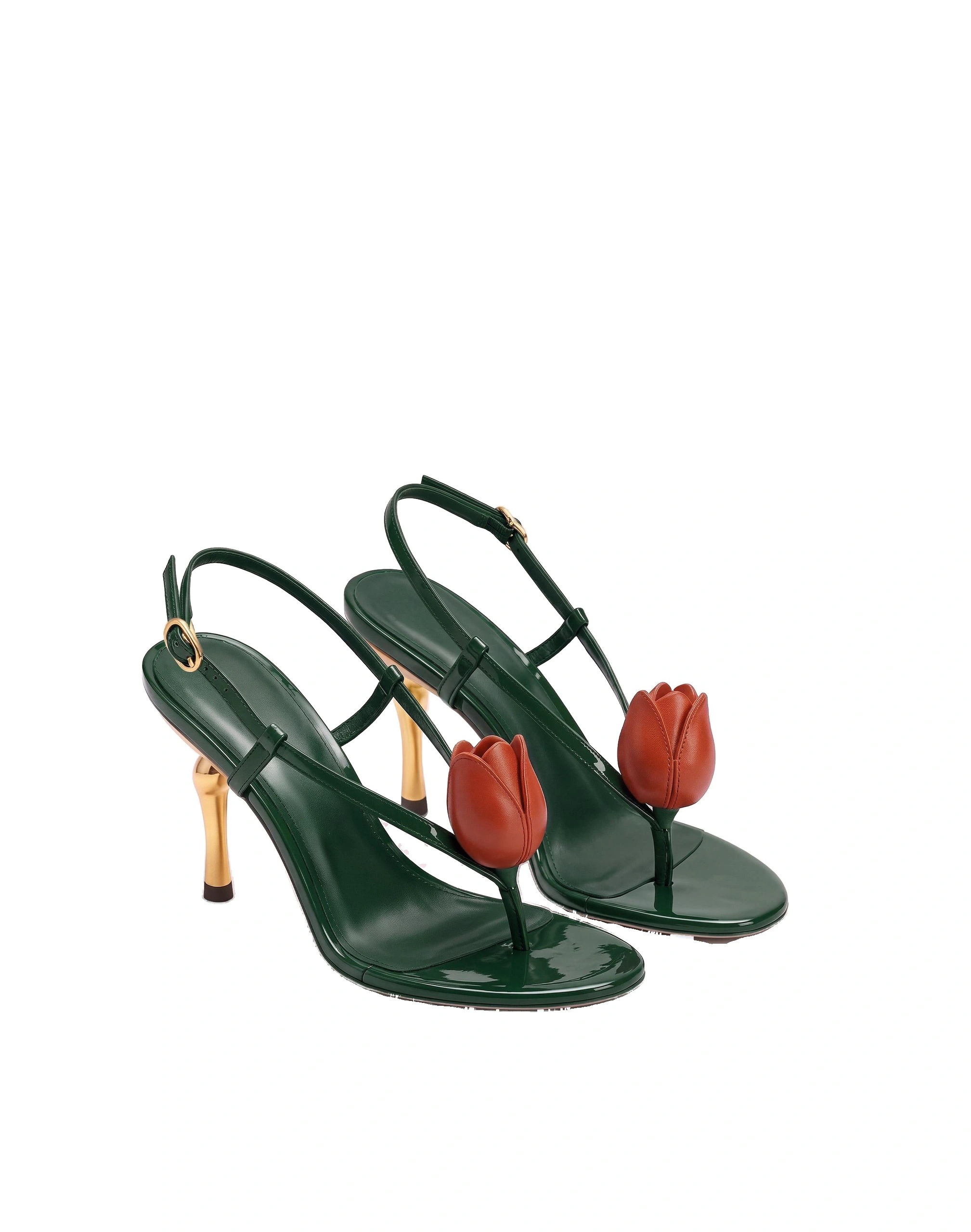 JW PEI Amara 3D Tulip Toe-Post Heels in Emerald Green JW PEI Amara 3D Tulip Toe-Post Heels in Emerald Green | Heels | Coveti