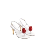 JW PEI Amara 3D Tulip Toe-Post Heels in White | Heels | Coveti