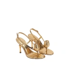 JW PEI Amara Metallic 3D Tulip Toe-Post Heels in Gold | Heels | Coveti