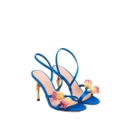 JW PEI Amara Tulip Embroidered Wraparound Heels in Blue | Heels | Coveti