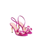 JW PEI Amara Tulip Embroidered Wraparound Heels in Fuchsia | Heels | Coveti