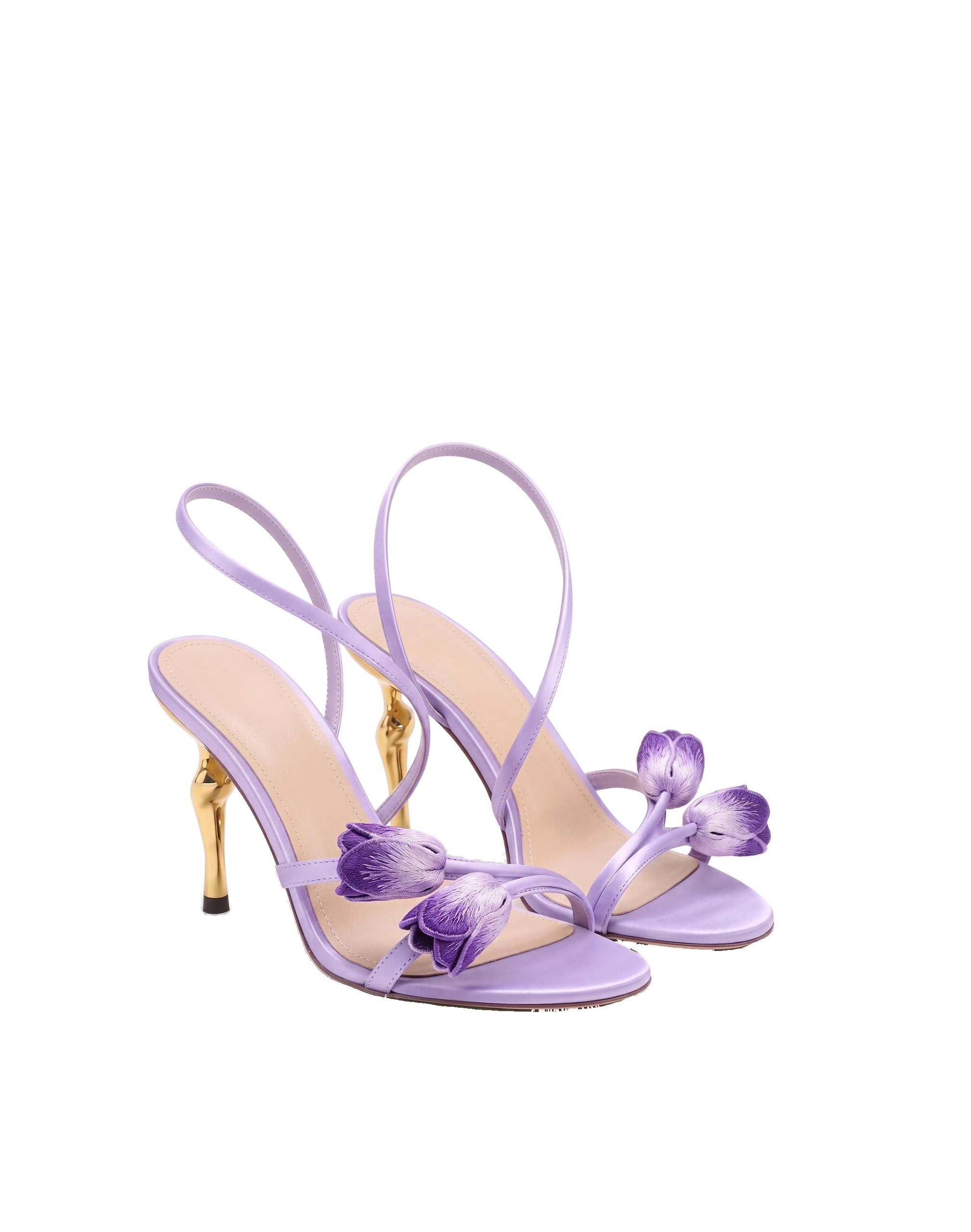 JW PEI Amara Tulip Embroidered Wraparound Heels in Lavender JW PEI Amara Tulip Embroidered Wraparound Heels in Lavender | Heels | Coveti