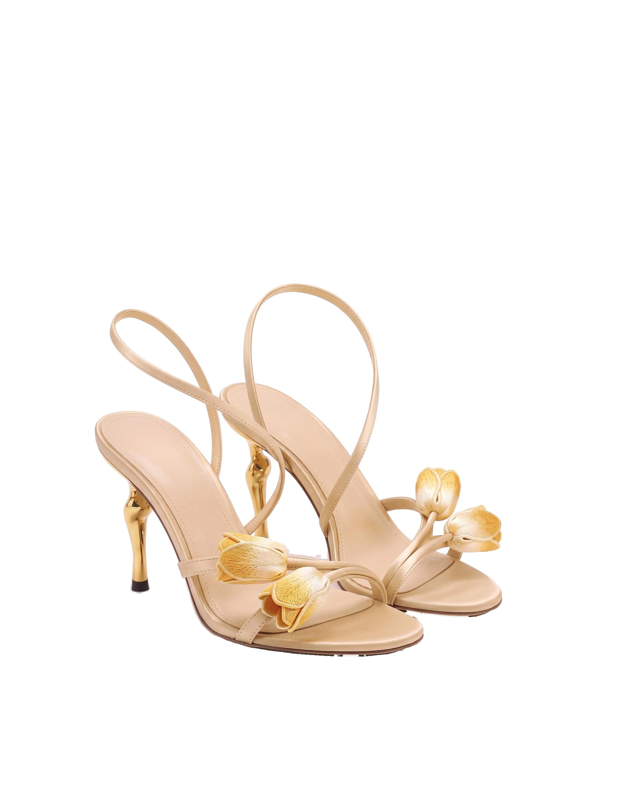 JW PEI Amara Tulip Embroidered Wraparound Heels in Nude JW PEI Amara Tulip Embroidered Wraparound Heels in Nude | Heels | Coveti