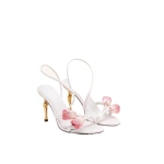 JW PEI Amara Tulip Embroidered Wraparound Heels in White | Heels | Coveti