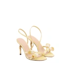 JW PEI Amara Tulip Embroidered Wraparound Heels in Yellow | Heels | Coveti