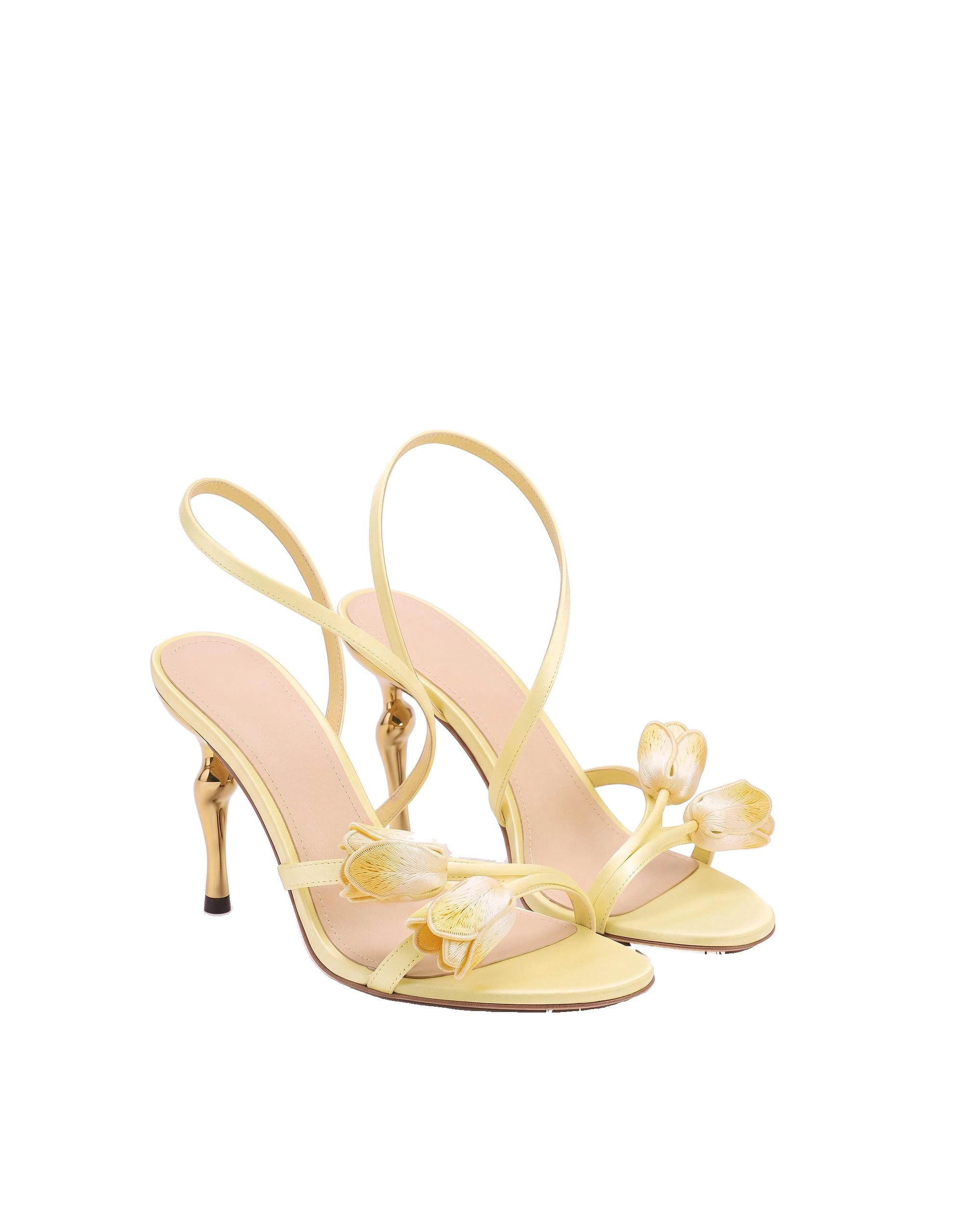 JW PEI Amara Tulip Embroidered Wraparound Heels in Yellow JW PEI Amara Tulip Embroidered Wraparound Heels in Yellow | Heels | Coveti