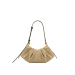 JW PEI Amelia Faux Suede Pleated Shoulder Bag in Light Brown Green | Shoulder & Crossbody Bags | Coveti