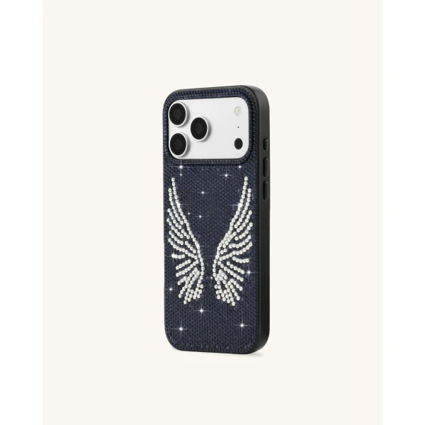 JW PEI Artificial Crystal Angel Wings Phone Case in Black | Phone Cases | Coveti