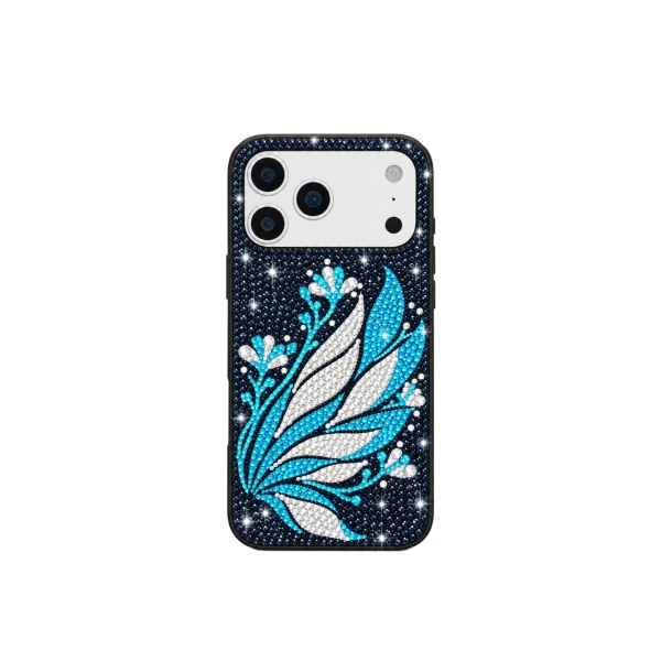 JW PEI Artificial Crystal Floral Pattern Phone Case in Navy | Phone Cases | Coveti