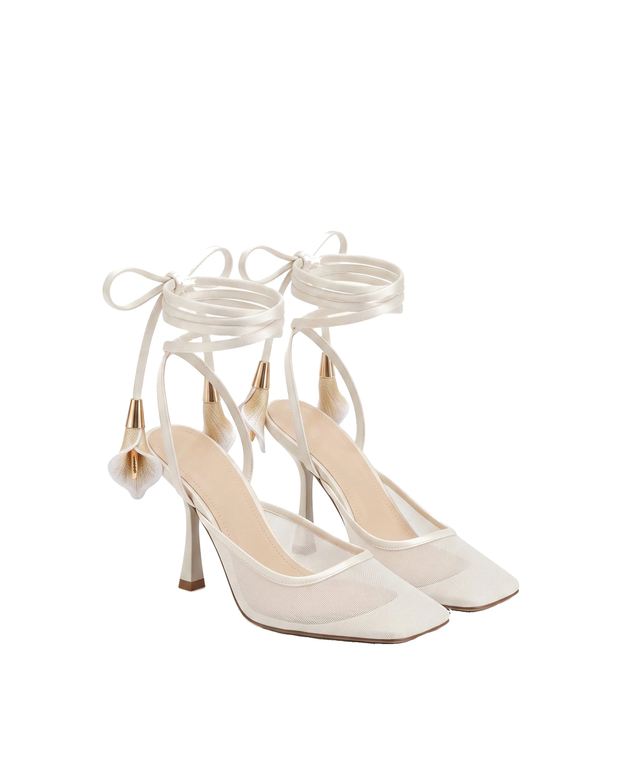 JW PEI Astrid Calla Lily Lace-Up Mesh Pumps in Beige JW PEI Astrid Calla Lily Lace-Up Mesh Pumps in Beige | Heels | Coveti
