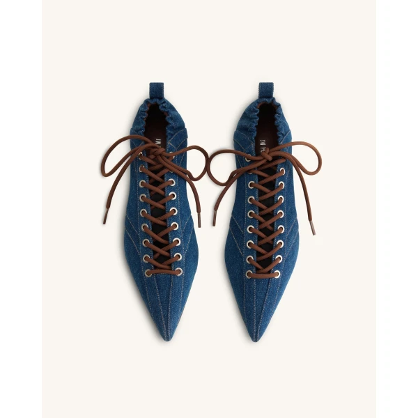 JW PEI Ava Lace-Up Flats in Denim Blue | Flats | Coveti
