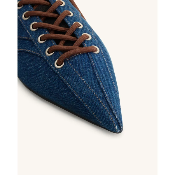 JW PEI Ava Lace-Up Flats in Denim Blue | Flats | Coveti
