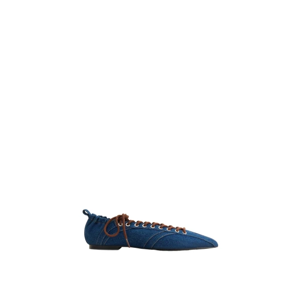 JW PEI Ava Lace-Up Flats in Denim Blue | Flats | Coveti