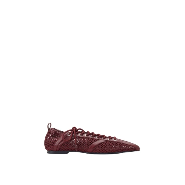 JW PEI Ava Lace-Up Mesh Flats in Burgundy | Flats | Coveti