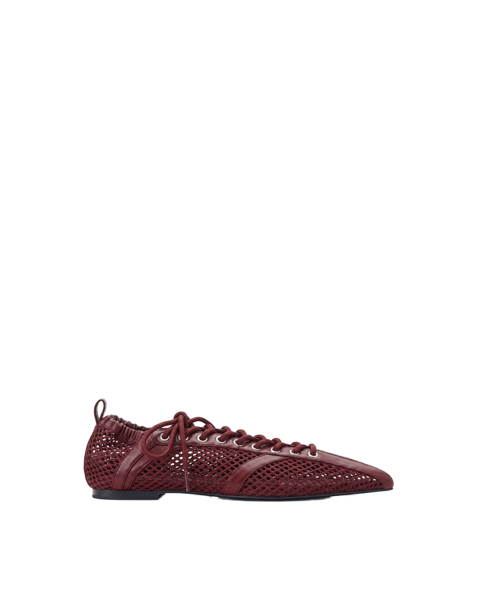 JW PEI Ava Lace-Up Mesh Flats in Burgundy JW PEI Ava Lace-Up Mesh Flats in Burgundy | Flats | Coveti