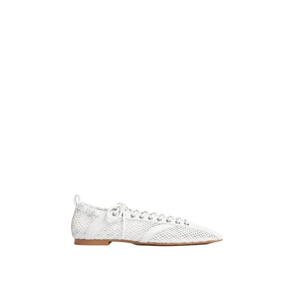JW PEI Ava Lace-Up Mesh Flats in White | Flats | Coveti