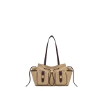 JW PEI Avery Canvas Double Pocket Drawstring Tote Bag in Khaki | Totes & Top-Handle Bags | Coveti