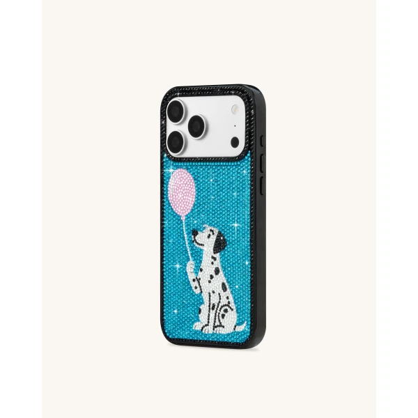 JW PEI Balloon Dalmatian Artificial Crystal Phone Case in Black | Phone Cases | Coveti