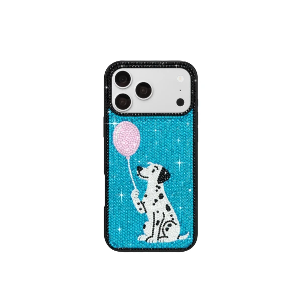 JW PEI Balloon Dalmatian Artificial Crystal Phone Case in Black | Phone Cases | Coveti