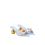 JW PEI Bianca Calla Lily Sphere Heel Mules in Blue | Mules | Coveti