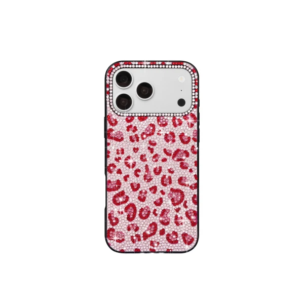 JW PEI Bold Leopard Print Artificial Crystal Phone Case in Black | Phone Cases | Coveti