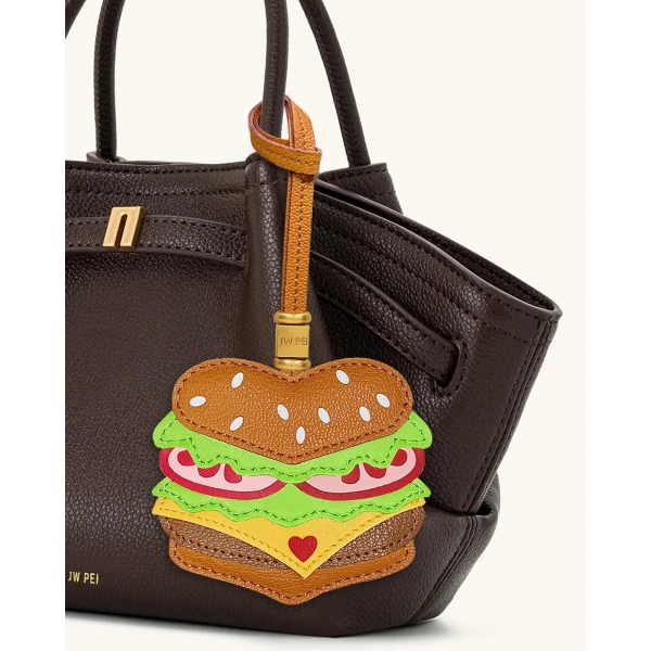 JW PEI Burger Bag Charm in Brown | Bag Charms | Coveti