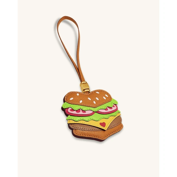 JW PEI Burger Bag Charm in Brown | Bag Charms | Coveti