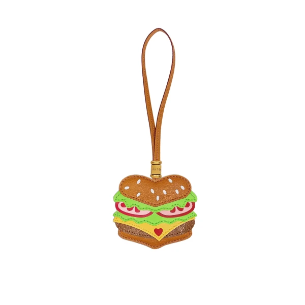 JW PEI Burger Bag Charm in Brown | Bag Charms | Coveti
