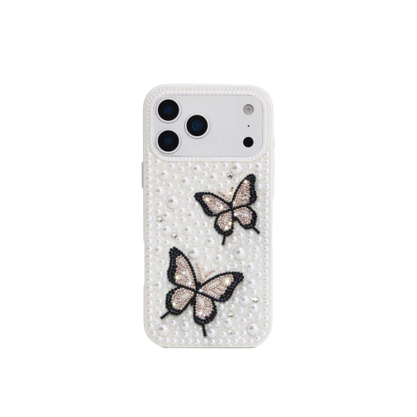 JW PEI Butterfly Pearl Embellished Phone Case in White | Phone Cases | Coveti