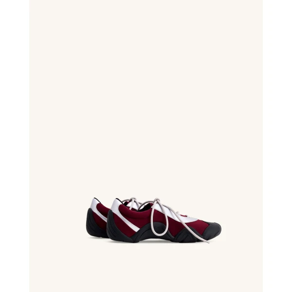 JW PEI Caitlin Faux Suede Lace-up Ballerina Sneakers in Burgundy & Light Grey | Sneakers | Coveti