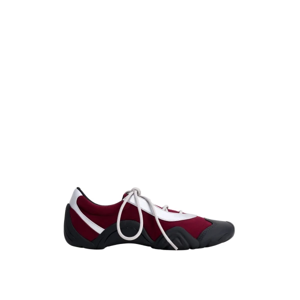 JW PEI Caitlin Faux Suede Lace-up Ballerina Sneakers in Burgundy & Light Grey | Sneakers | Coveti