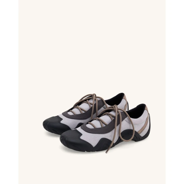 JW PEI Caitlin Faux Suede Lace-up Ballerina Sneakers in Grey Mix | Sneakers | Coveti