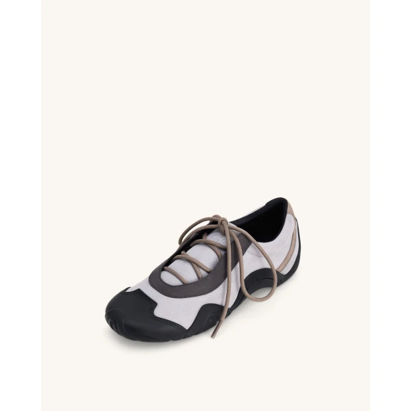 JW PEI Caitlin Faux Suede Lace-up Ballerina Sneakers in Grey Mix | Sneakers | Coveti