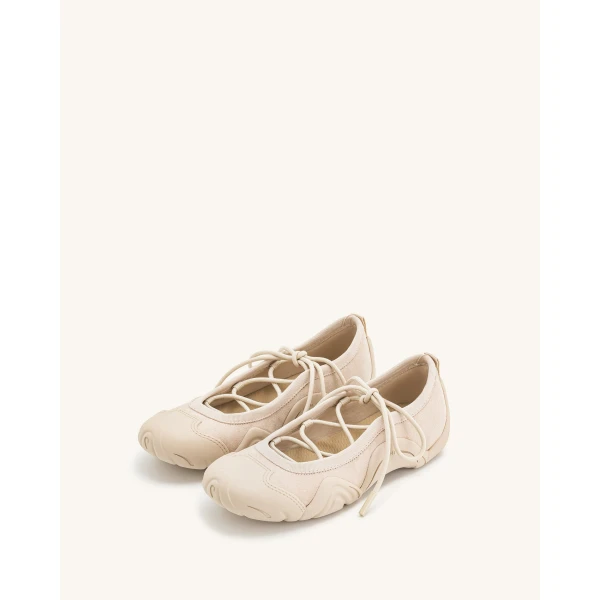 JW PEI Caitlin Lace-up Ballerina Sneakers in Beige | Sneakers | Coveti