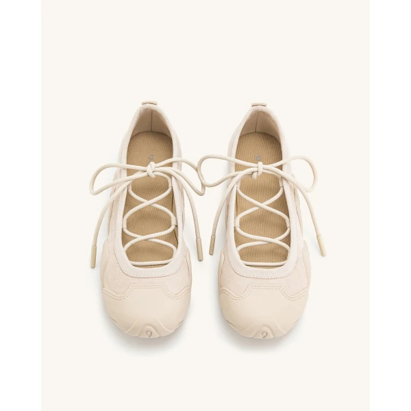 JW PEI Caitlin Lace-up Ballerina Sneakers in Beige | Sneakers | Coveti