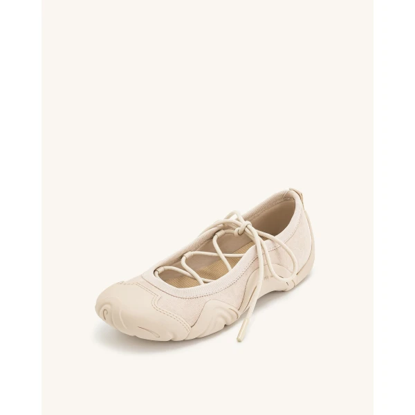 JW PEI Caitlin Lace-up Ballerina Sneakers in Beige | Sneakers | Coveti