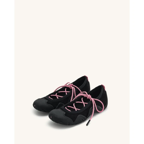 JW PEI Caitlin Lace-up Ballerina Sneakers in Black | Sneakers | Coveti
