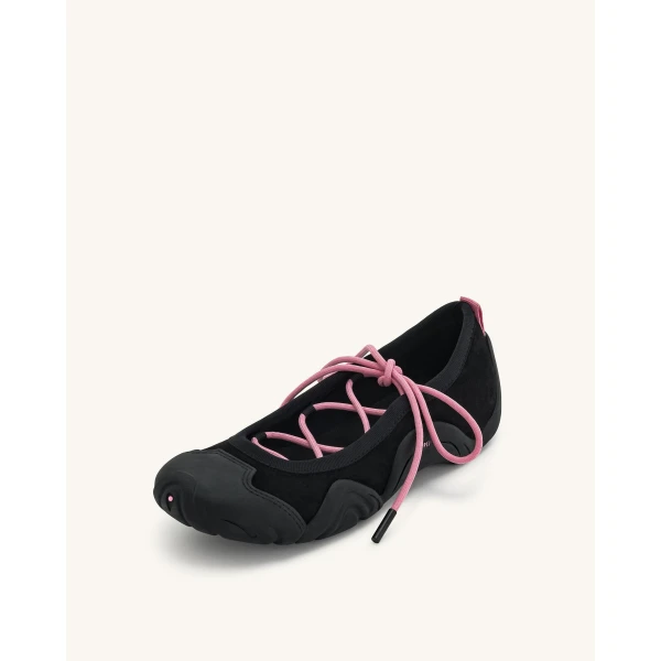 JW PEI Caitlin Lace-up Ballerina Sneakers in Black | Sneakers | Coveti