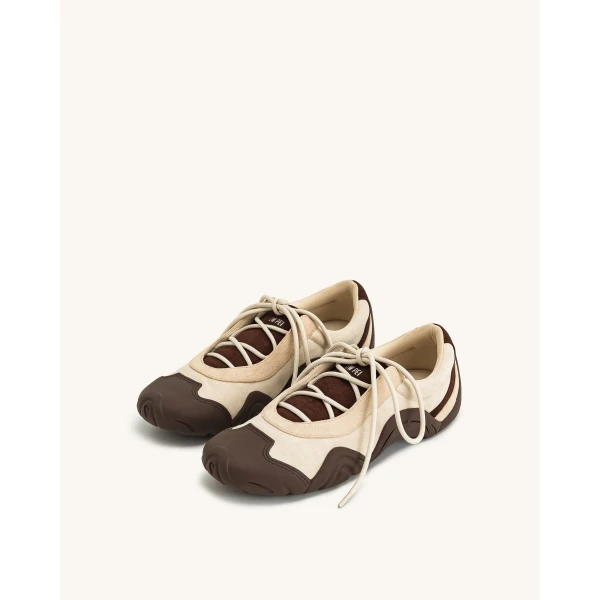 JW PEI Caitlin Lace-up Ballerina Sneakers in Light Brown | Sneakers | Coveti
