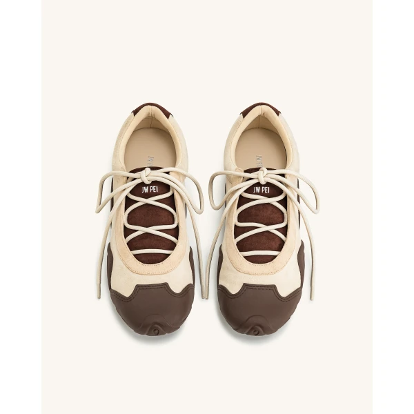 JW PEI Caitlin Lace-up Ballerina Sneakers in Light Brown | Sneakers | Coveti