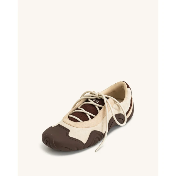 JW PEI Caitlin Lace-up Ballerina Sneakers in Light Brown | Sneakers | Coveti